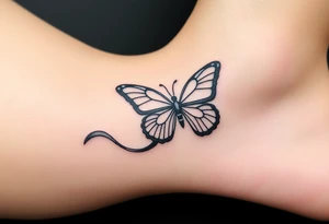 ethereal butterfly with flowing silk ribbons in moonlight tattoo idea