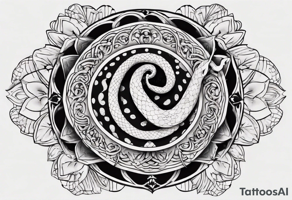simple Snake with mandala pattern as skin tattoo idea