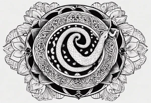 simple Snake with mandala pattern as skin tattoo idea