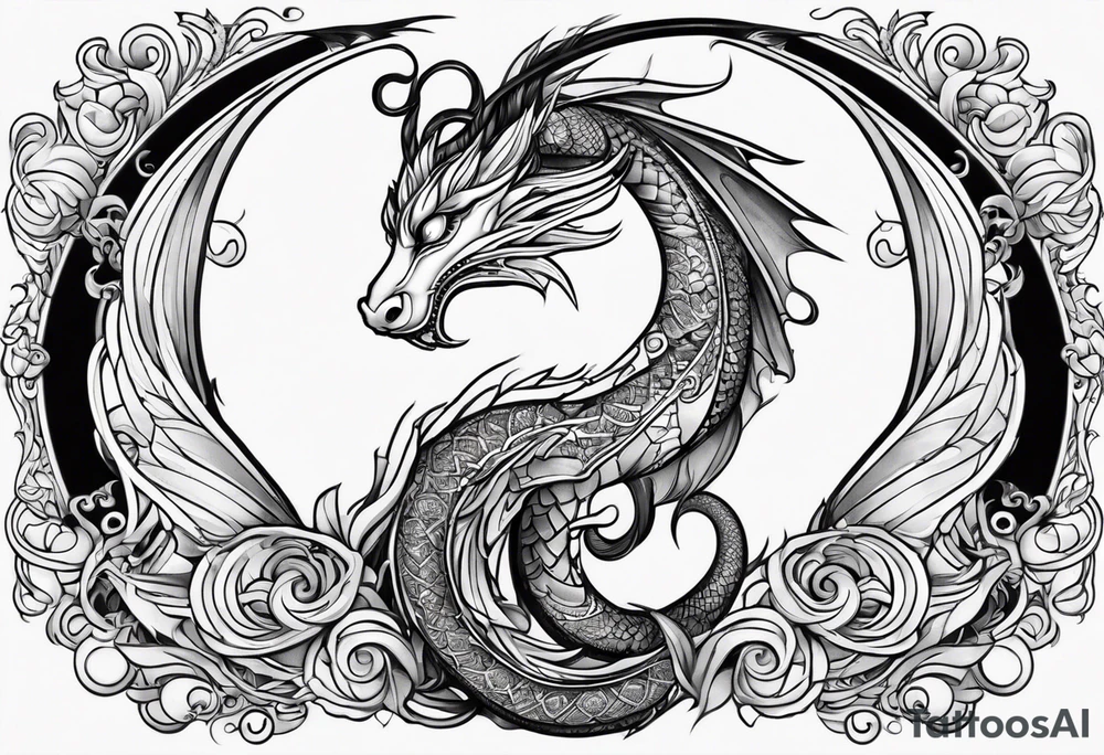 Long dragon long swirly tail girly tattoo idea