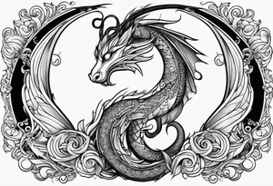 Long dragon long swirly tail girly tattoo idea