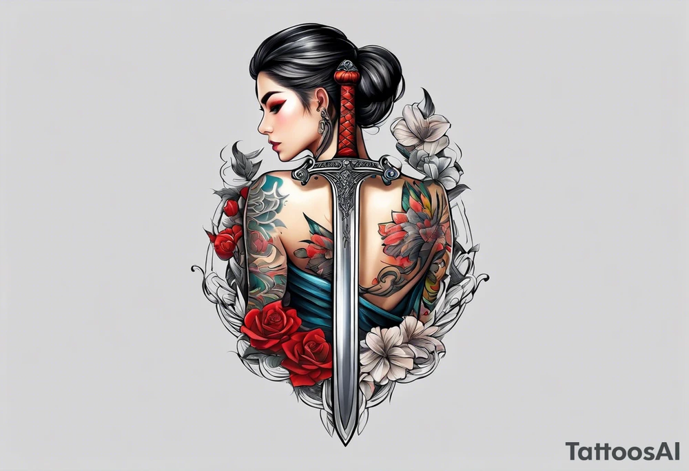 back sword tattoo tattoo idea