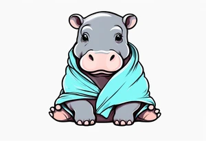 Baby hippo sitting wrapped in a swaddle tattoo idea