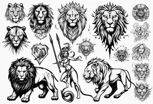 A warrior and a female lion tattoo idea