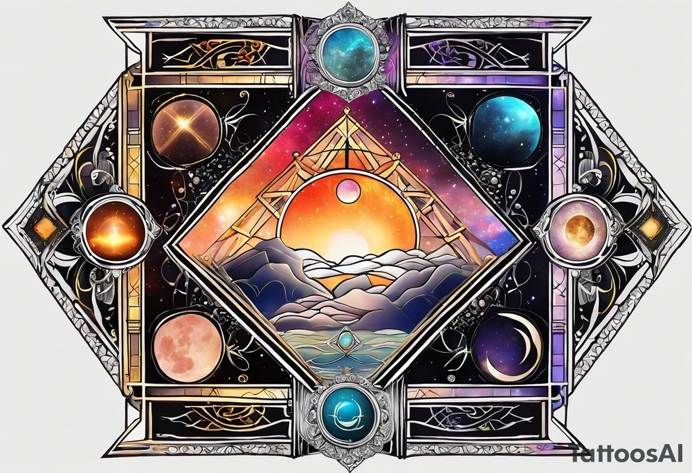 Astrology, Cancer & Aquarius, Natal Chart, angelic, vision, planetary, yin yang, the moon, spiritual third eye, mystical armband tattoo idea