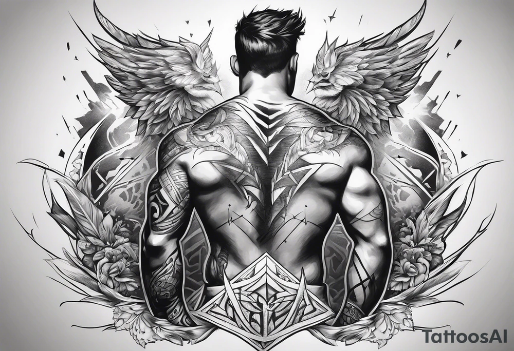 Lighting bolt across the whole back tattoo idea