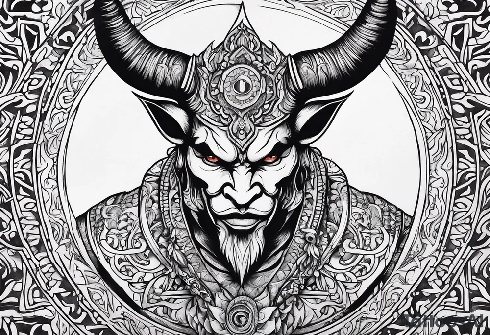 Word karma on devil tattoo idea
