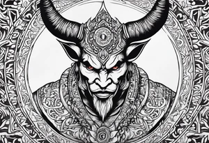 Word karma on devil tattoo idea