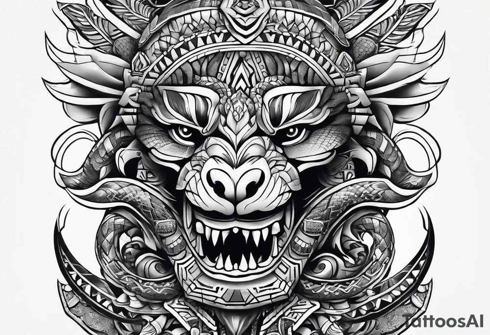 aztec snake sleeve tattoo idea