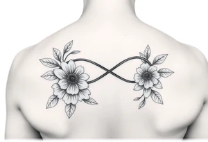 January December July birthday flower infinity sign tattoo idea