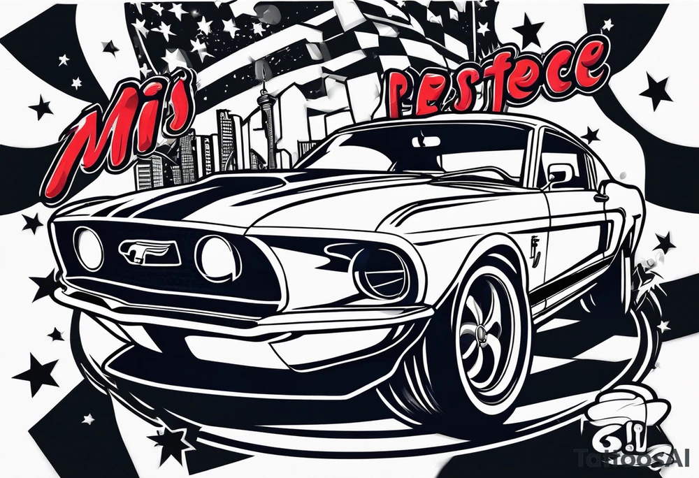 Bowling and ford mustang cars tattoo idea
