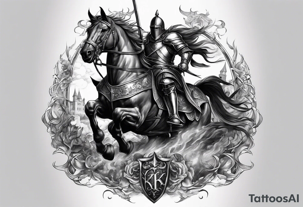 English knights battling the devil tattoo idea
