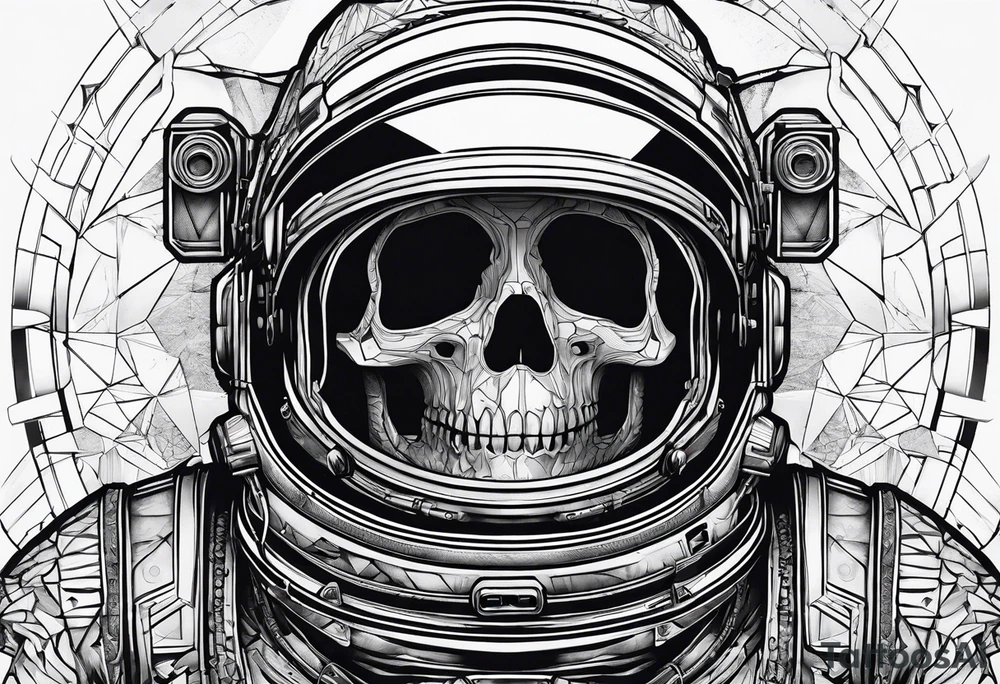 astronaut with a skelletal face tattoo idea