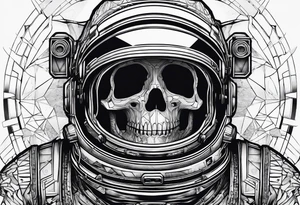 astronaut with a skelletal face tattoo idea