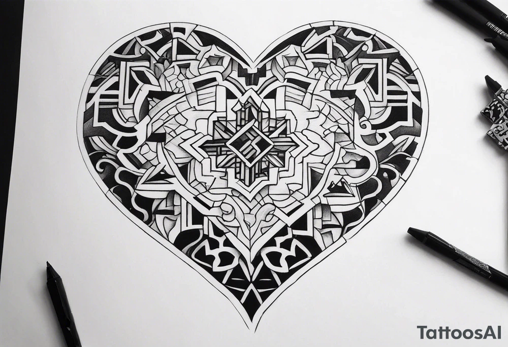Puzzle pieces, a heart shape tattoo idea