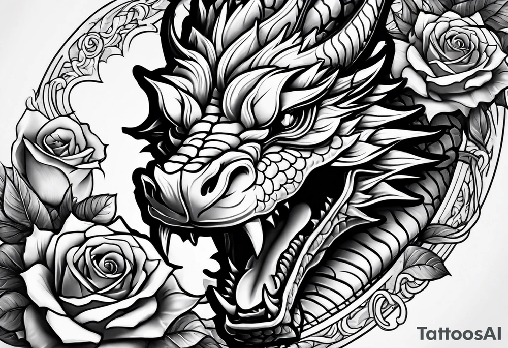 Dragon roses tattoo idea