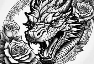 Dragon roses tattoo idea