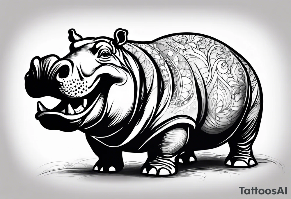 Baby hippo laughing tattoo idea