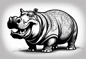 Baby hippo laughing tattoo idea
