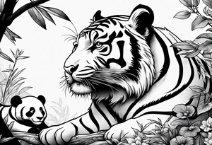 Baby tiger and panda hanging out tattoo idea
