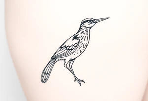 Realtistic large road Runner bird, for placement on the upper thigh tattoo idea