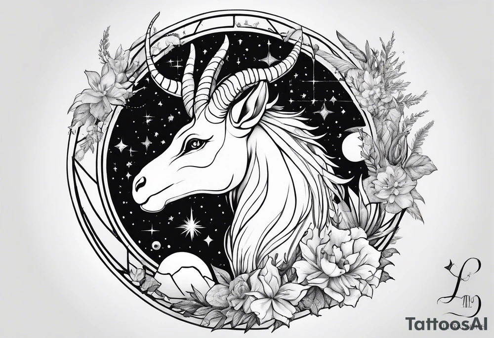 Capricorn constellation with a little dinosaur tattoo idea
