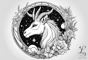 Capricorn constellation with a little dinosaur tattoo idea