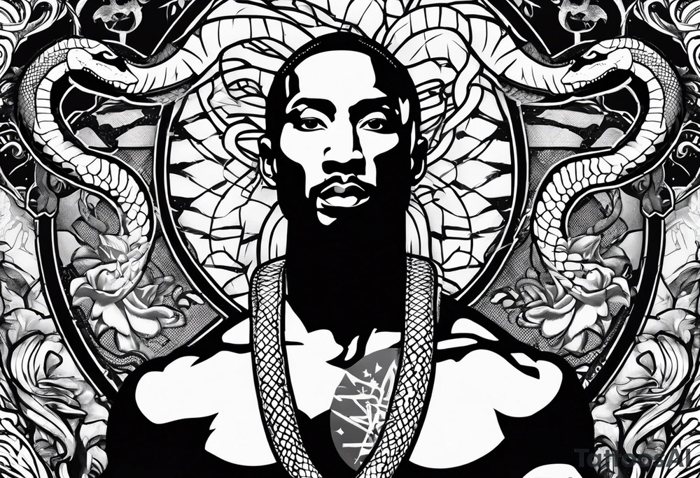 Kobe Logo with black mamba snake wrapped around tattoo idea