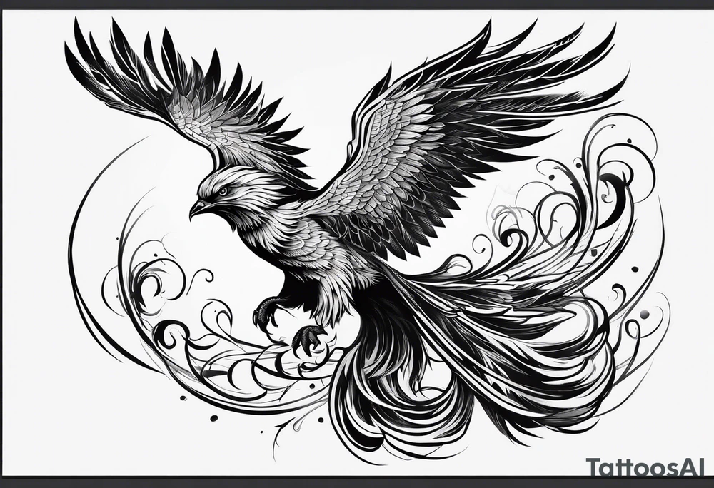 Phoenix bird flying and fading
, tattoo idea