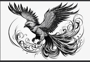Phoenix bird flying and fading
, tattoo idea