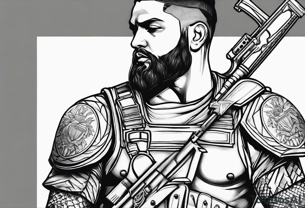 Religious tattoo representing a soldier of Christ tattoo idea