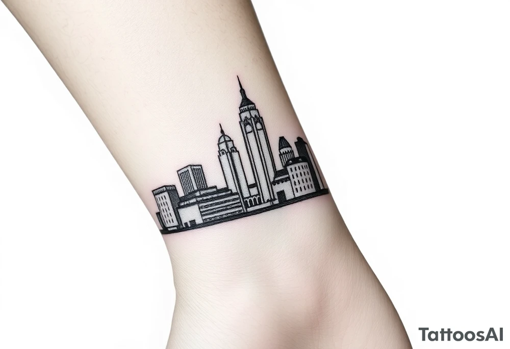 3D layered Atlanta skyline tattoo idea