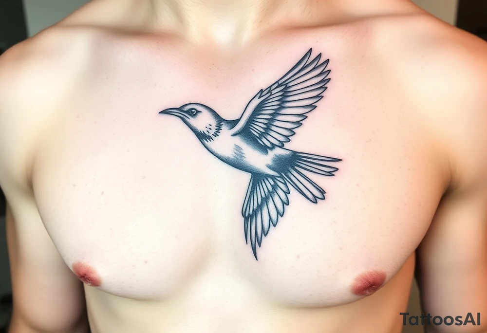 common blackbird flying tattoo idea