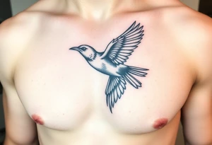common blackbird flying tattoo idea