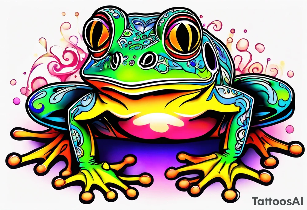 a psychedelic frog tattoo idea