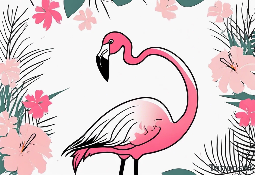cute flamingo tattoo idea