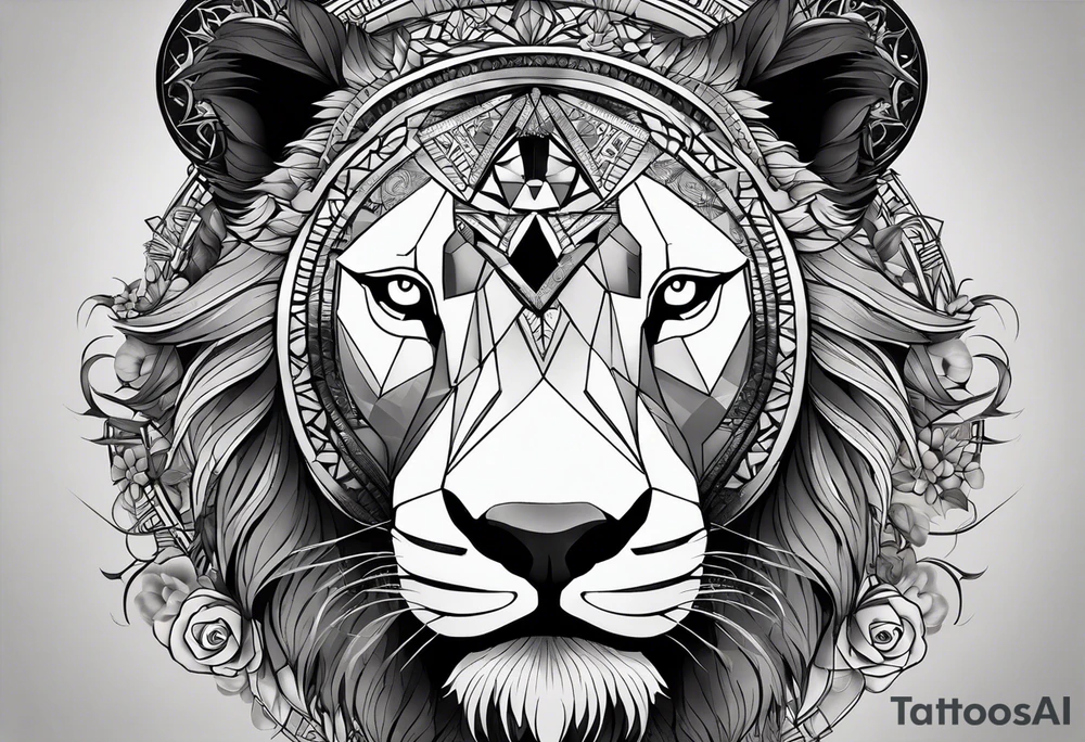 Very asymmetrical, +geometric pattern, with realistic full moon, with hippo face surround with lion fur,+tribal, +geometric, +inkart , +blackwork, +grey scale, + sketch
with wintersweet flower bud, +inkart touch, +for men, detailed , combined favourite , tattoo idea
