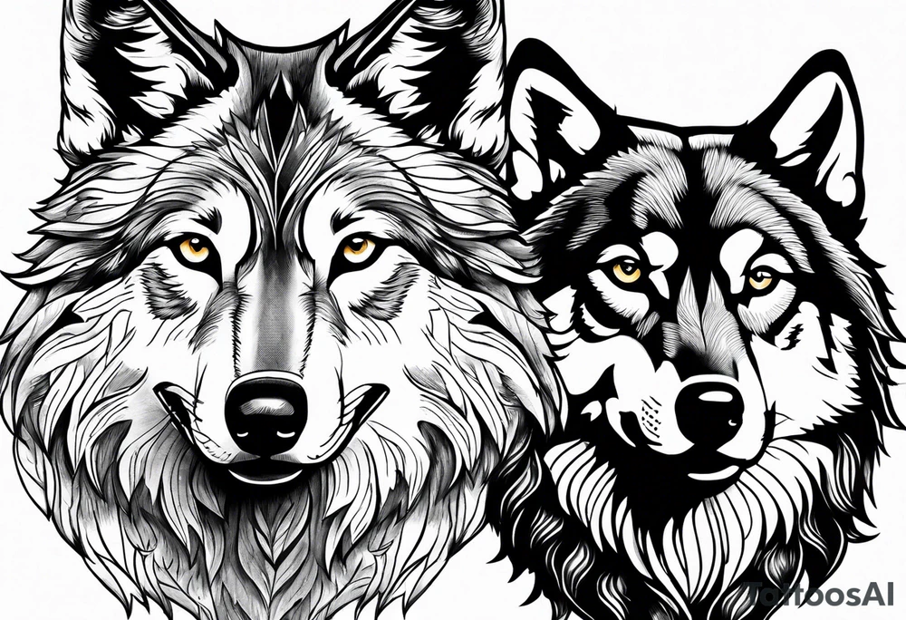 Tale of two wolves tattoo idea