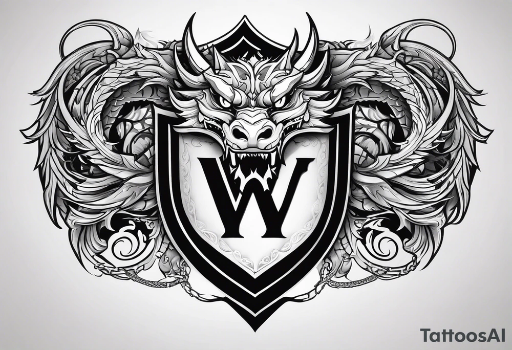 Valhalla shield dragon head tattoo idea