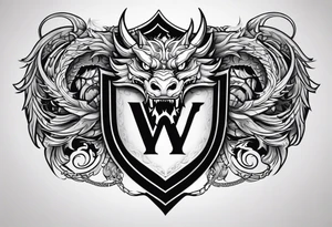Valhalla shield dragon head tattoo idea