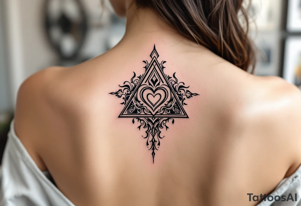 A triangle with a big heart in the center tattoo idea