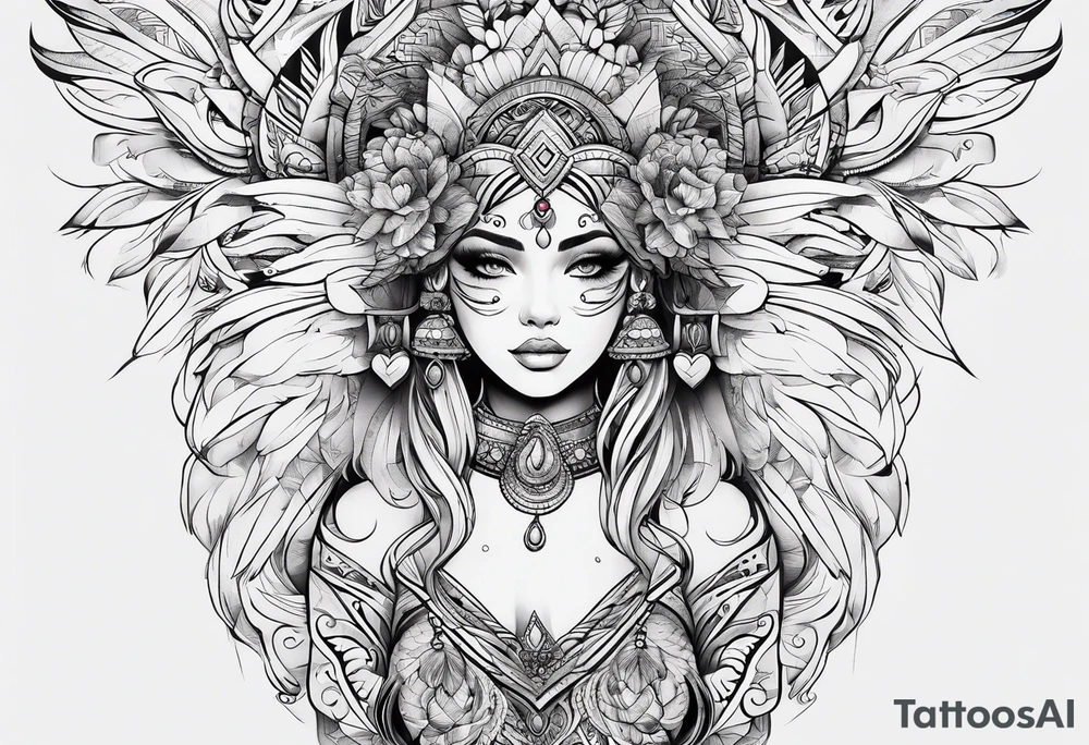 modern trible sketch on arm for girl tattoo idea