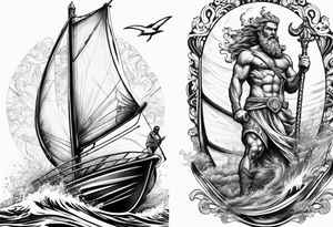 Poseidon als Windsurfer tattoo idea