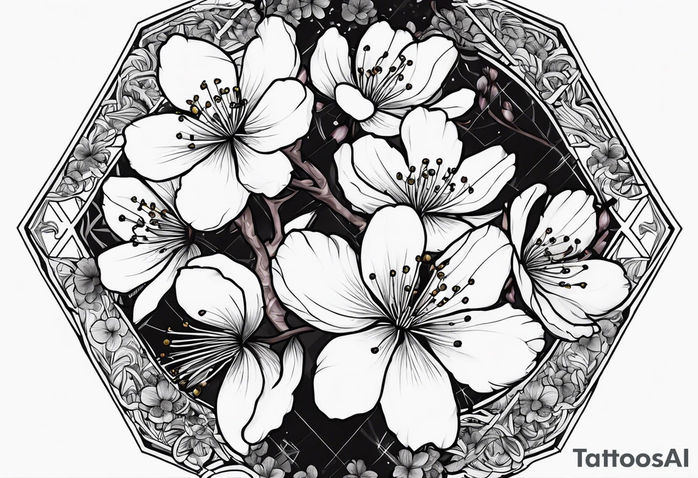 Cherry Blossom with the words RIP Andrew tattoo idea