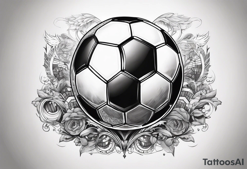 Soccer ball with the world is yours hovering tattoo idea