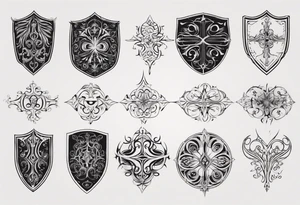 Shield symmetrical filigree tattoo idea