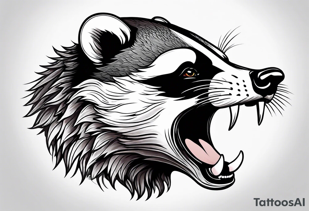 badger mouth open tattoo idea