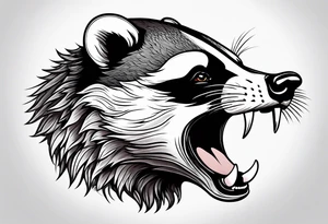 badger mouth open tattoo idea