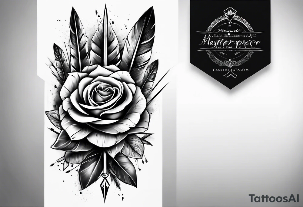 five Indian arrows going through a one rose for a forearm tattoo idea