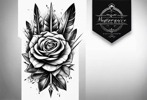 five Indian arrows going through a one rose for a forearm tattoo idea